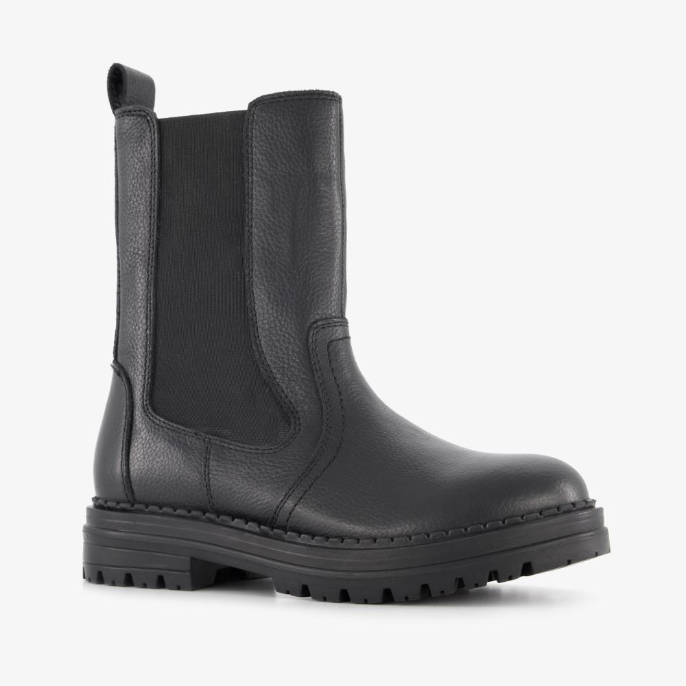 Groot leren meisjes Chelsea boots zwart