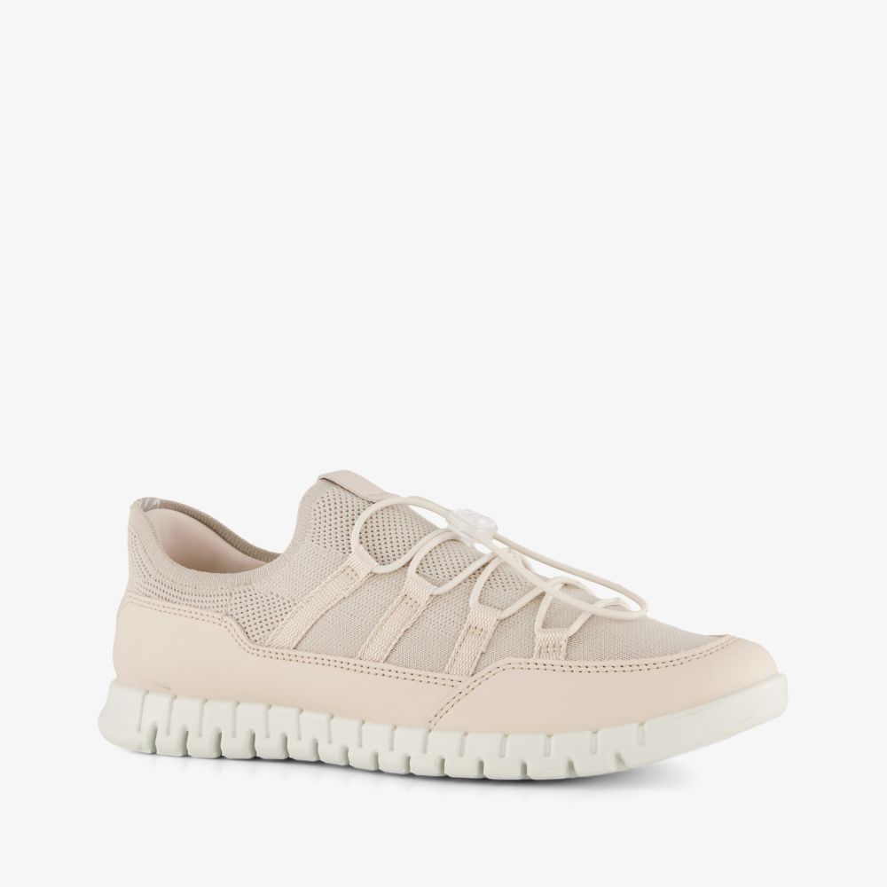 ECCO Gruuv Lite W Limestone leren dames sneakers beige