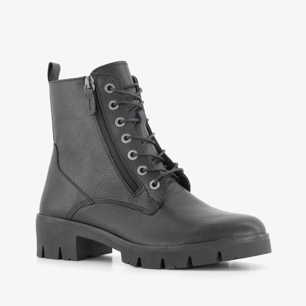 Hush Puppies leren dames veterboots zwart