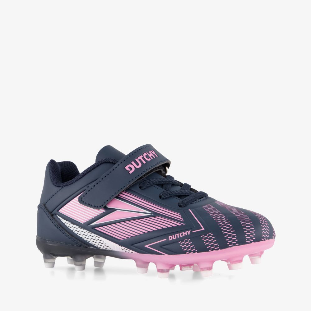 Dutchy Flow FG kinder voetbalschoenen blauw roze