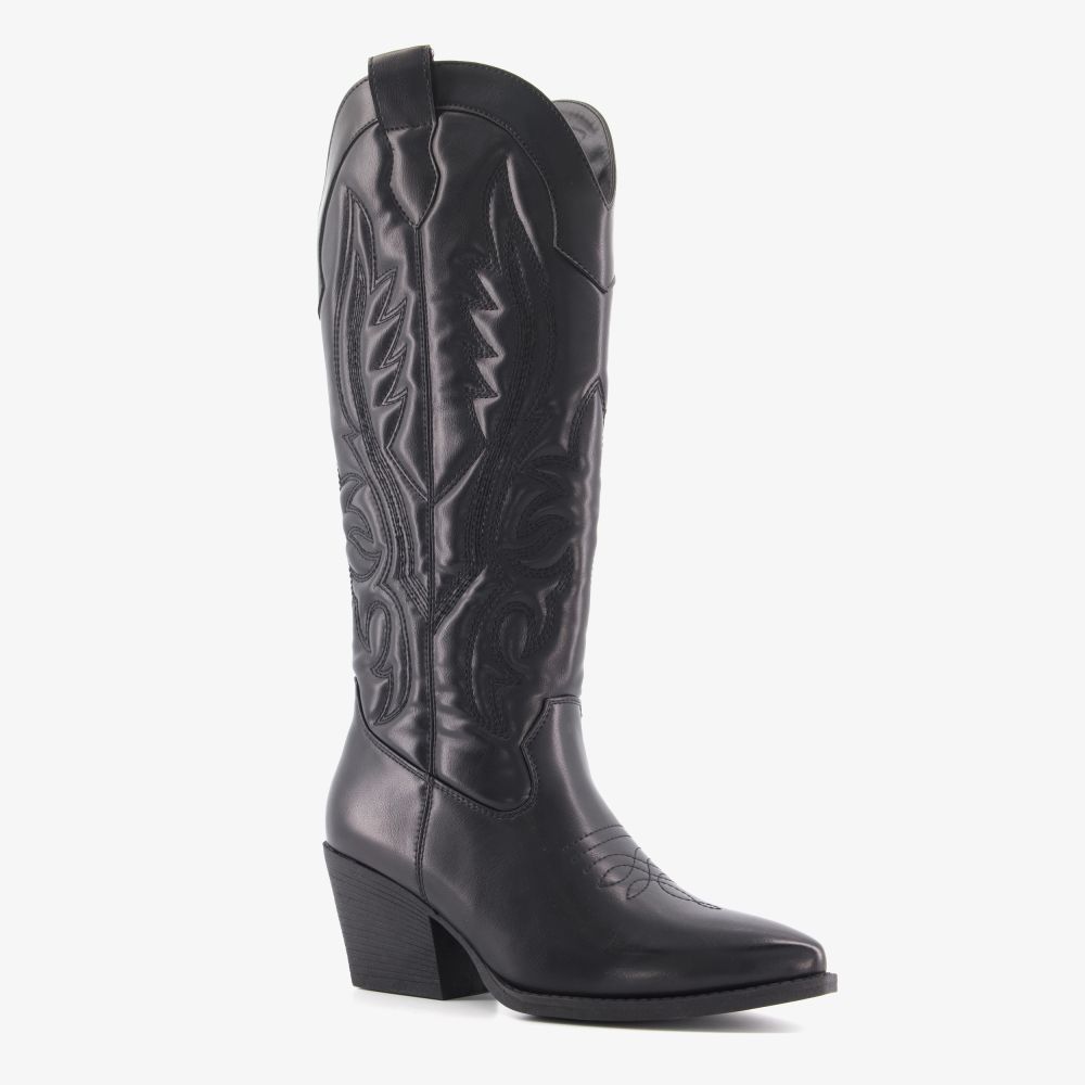 Blue Box hoge dames cowboylaarzen zwart