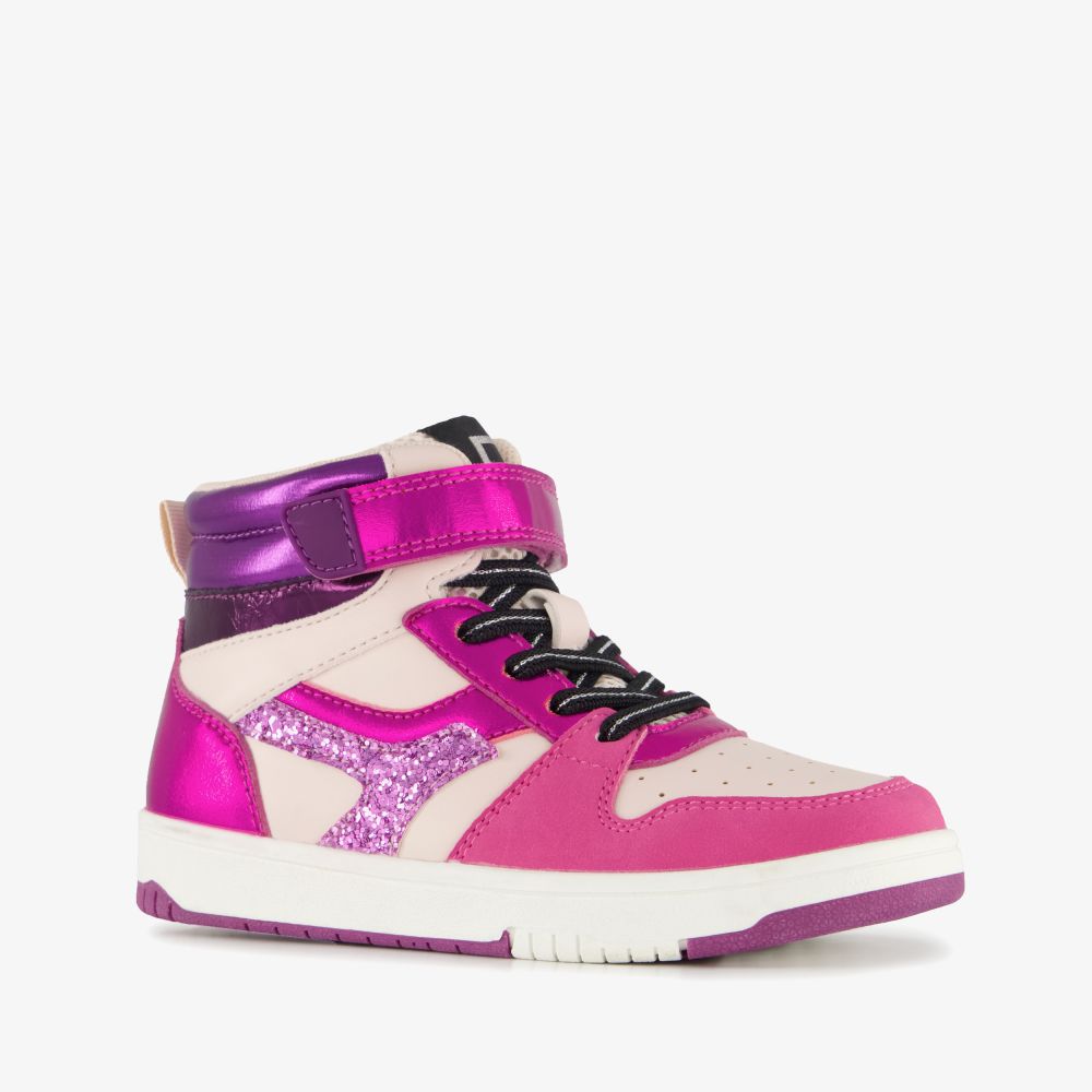 Blue Box hoge meisjes sneakers roze met glitters