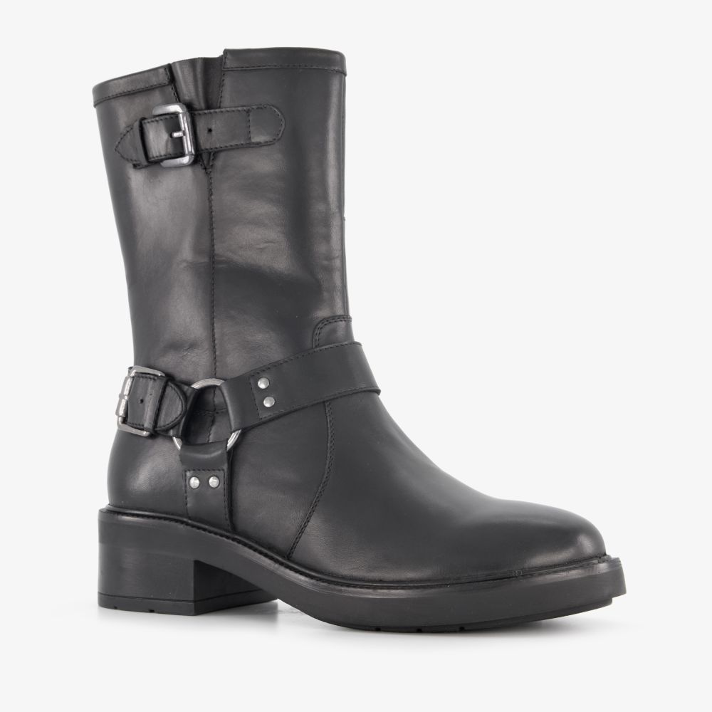 Harper leren dames biker boots zwart