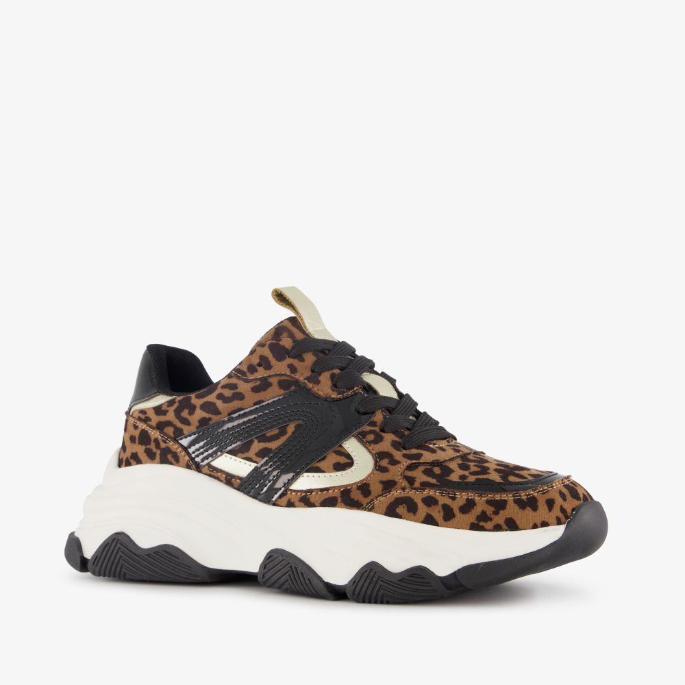 Blue Box dames dad sneakers met panterprint zwart