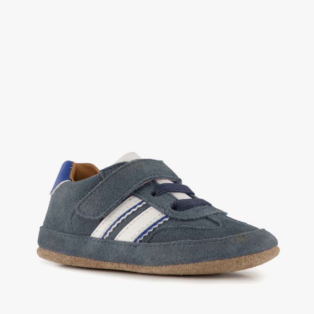 Groot suède babyschoenen blauw