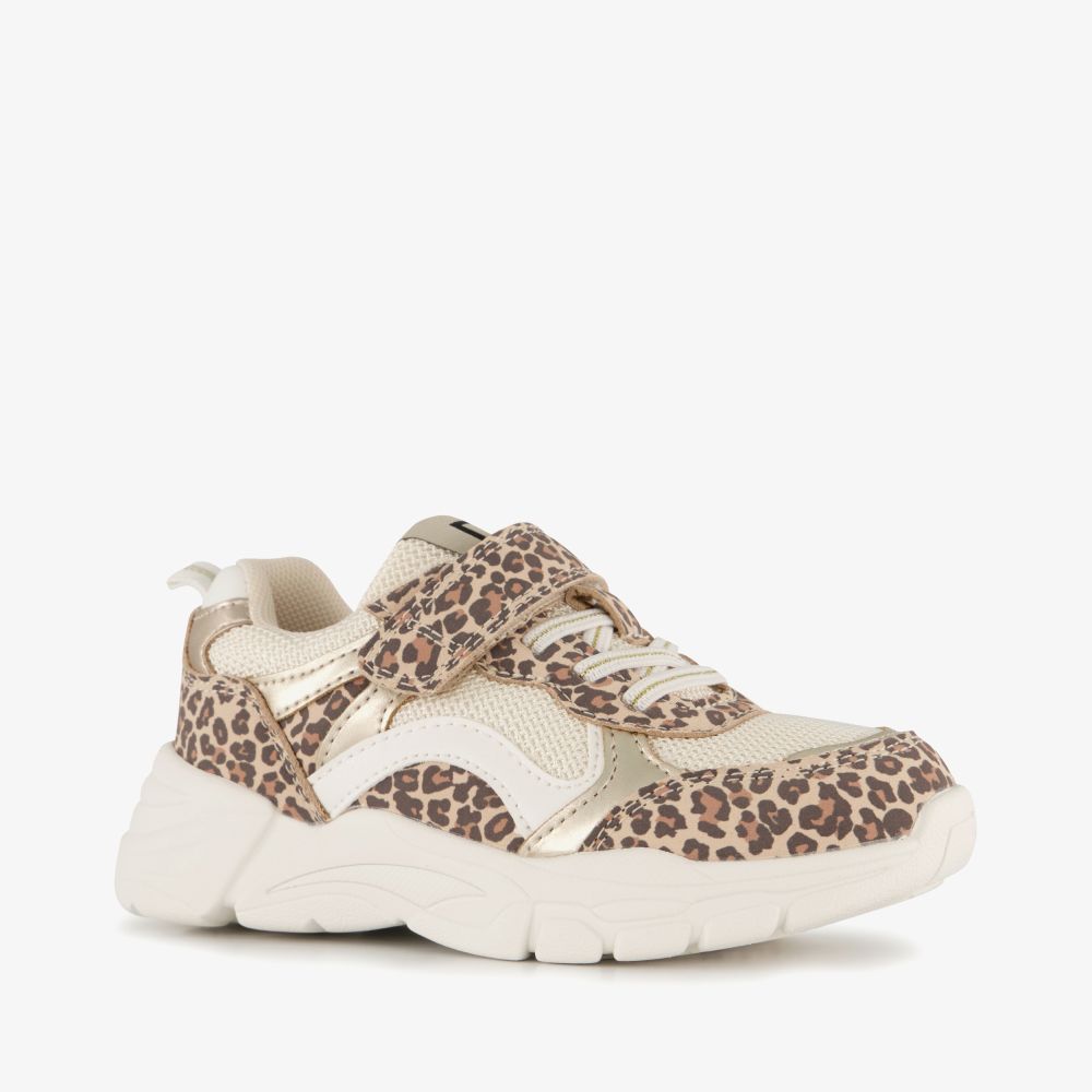 Blue Box meisjes sneakers met panterprint wit