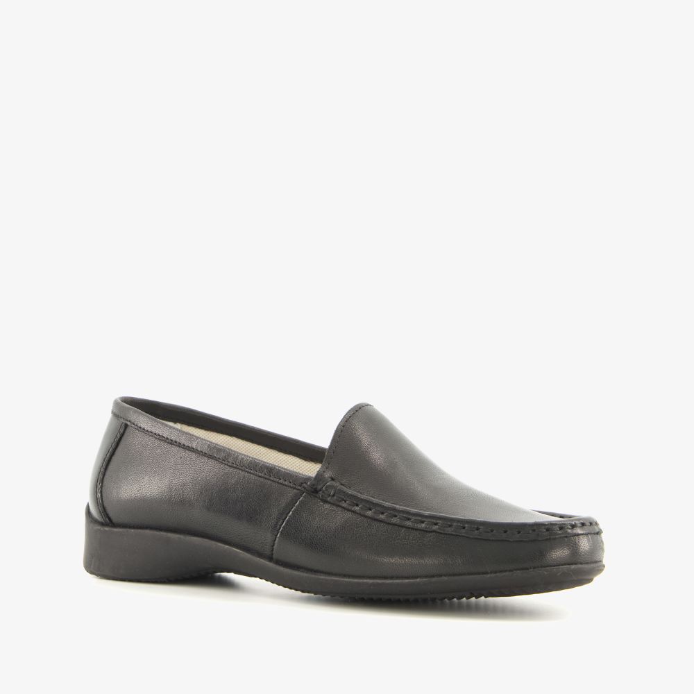 Hush Puppies leren dames mocassins zwart