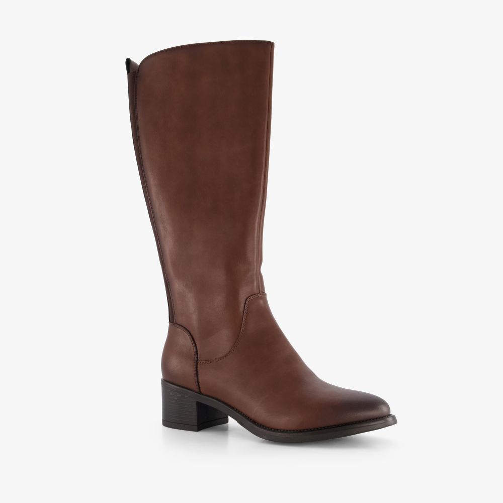 Blue Box hoge dames stretchlaarzen met hak bruin