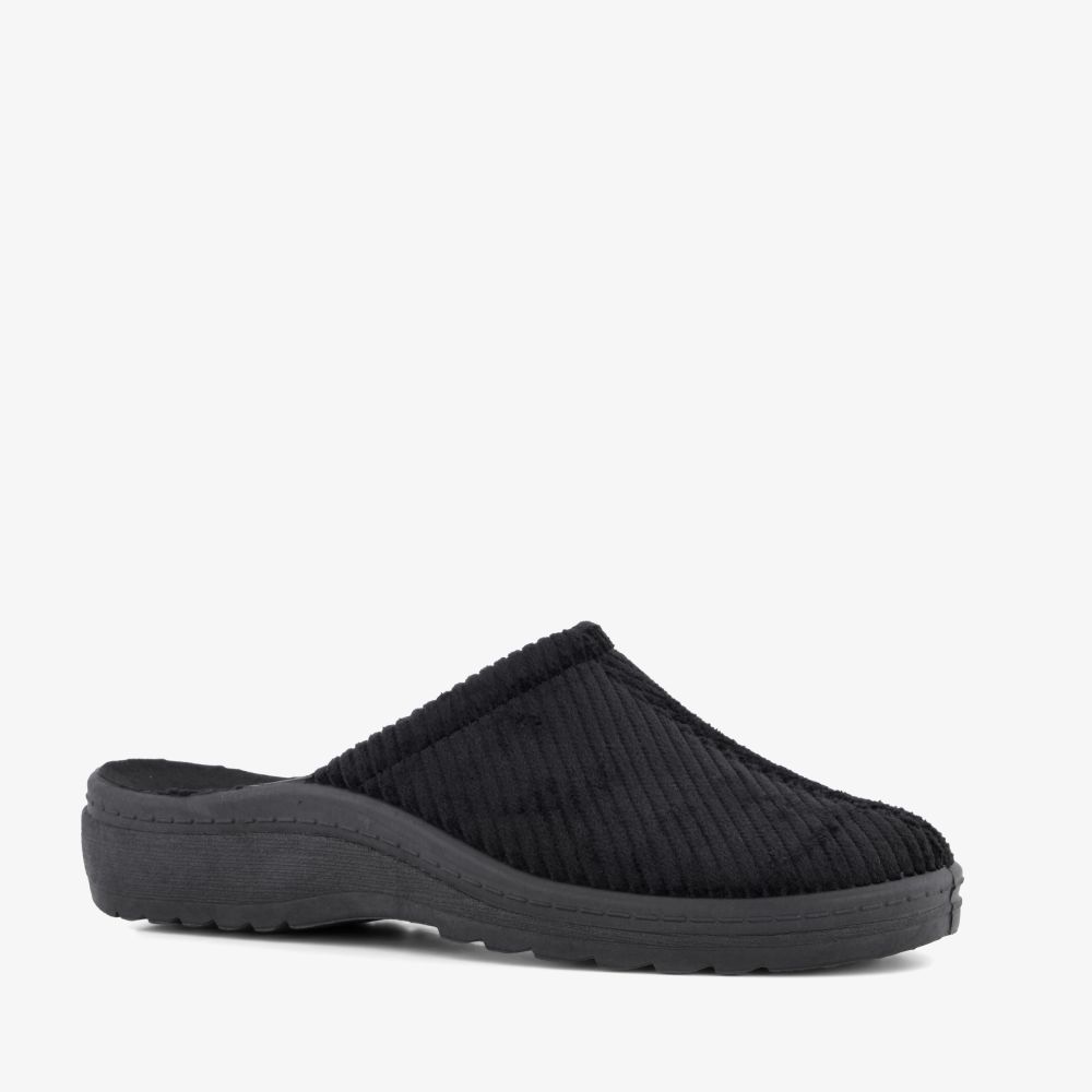 Natuform heren instap pantoffels ribstof zwart
