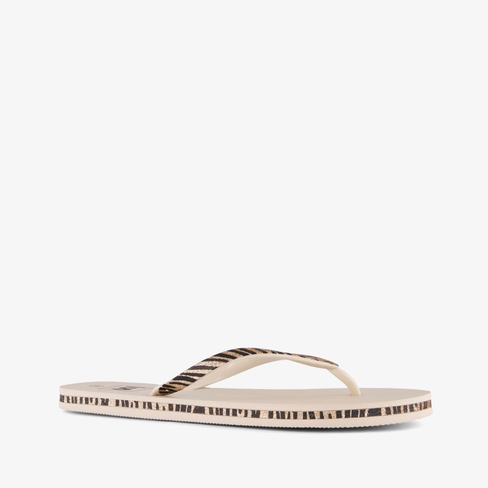 Scapino Dames teenslippers met tijgerprint beige