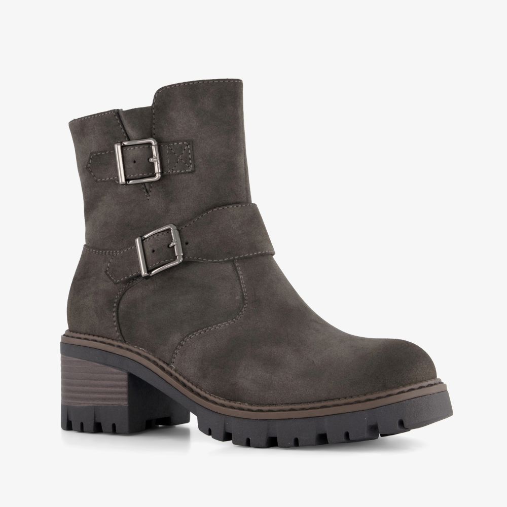 Blue Box dames biker boots met hak grijs