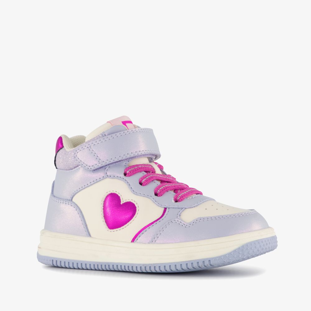 Blue Box hoge meisjes sneakers met hartje lila