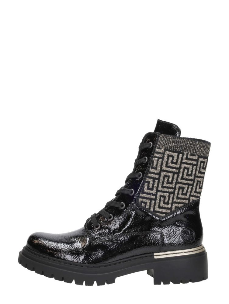 Rieker Veterschoenen Hoog Zwartlak