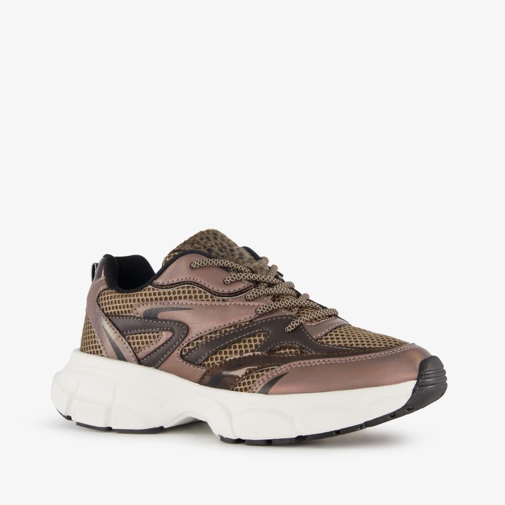 Blue Box dames dad sneakers met panterprint bruin
