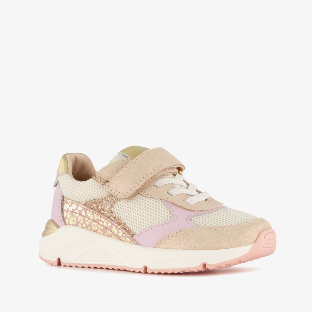 Stap suède meisjes sneakers roze