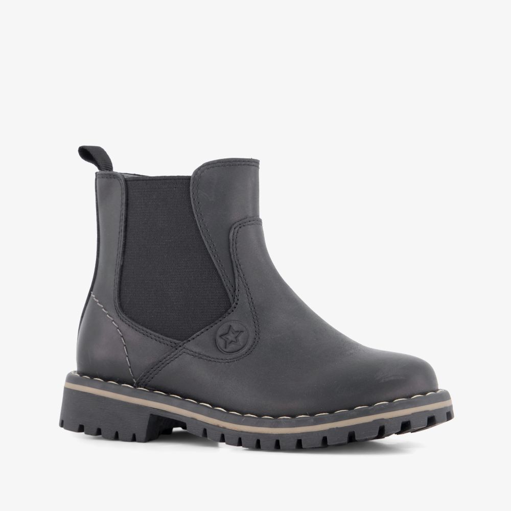 Stap leren jongens Chelsea boots zwart