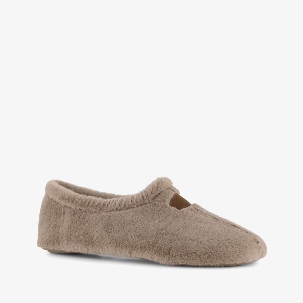 Thu!s Thuis dames pantoffels van imitatiebont beige