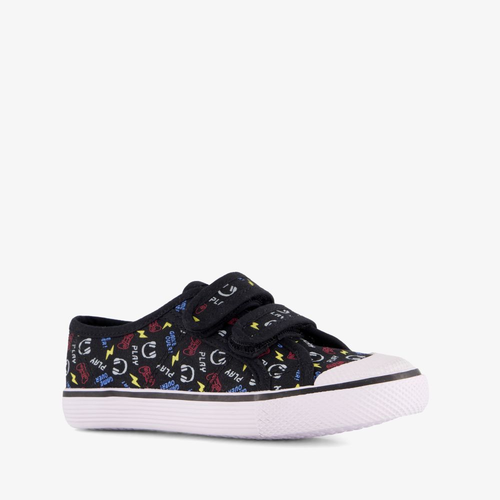 Chicane kinder gymschoenen met game print zwart