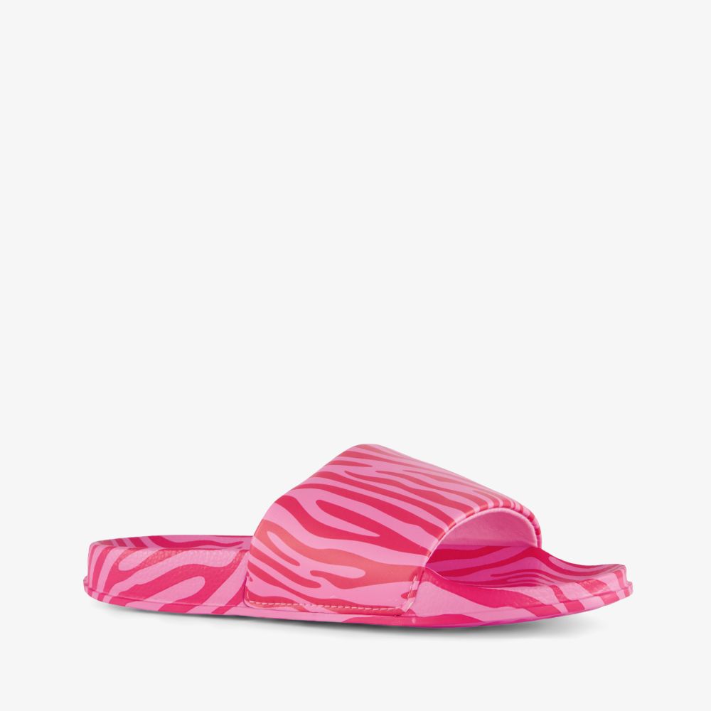 Scapino Dames badslippers met zebraprint roze rood