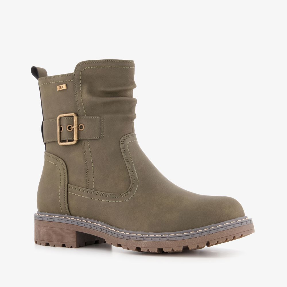 Blue Box dames enkellaarsjes met gesp kaki