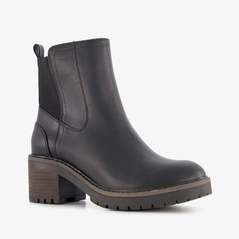 Blue Box dames Chelsea boots met hak zwart