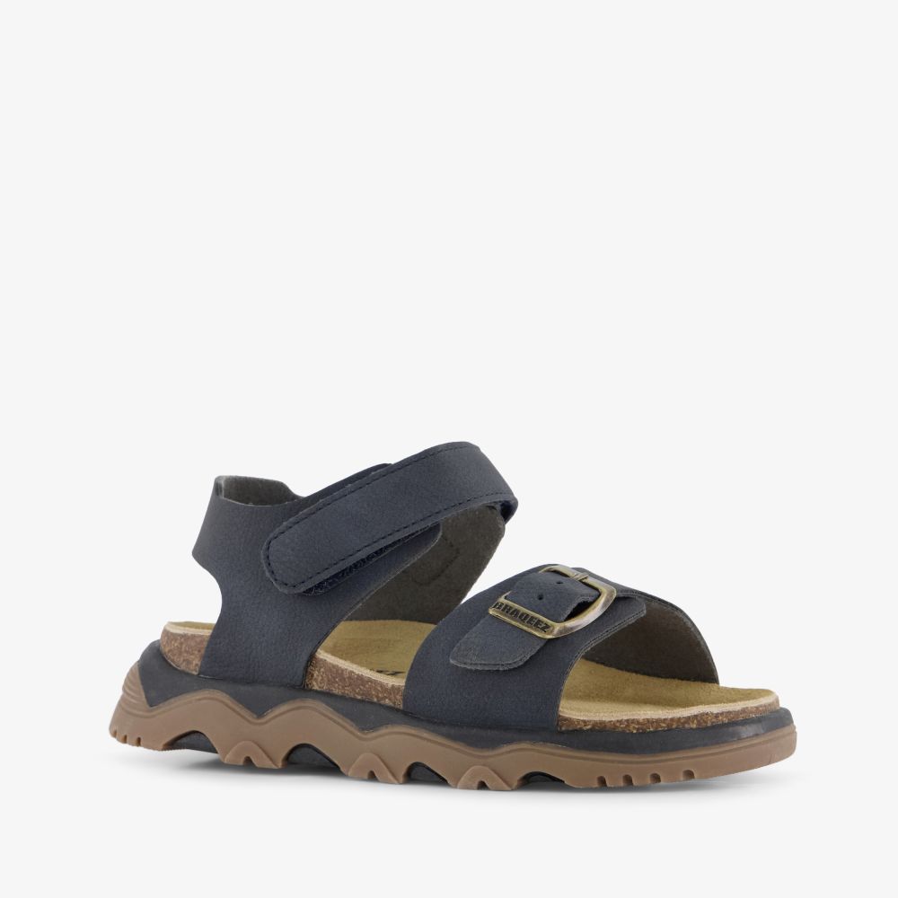 Braqeez leren jongens sandalen donkerblauw