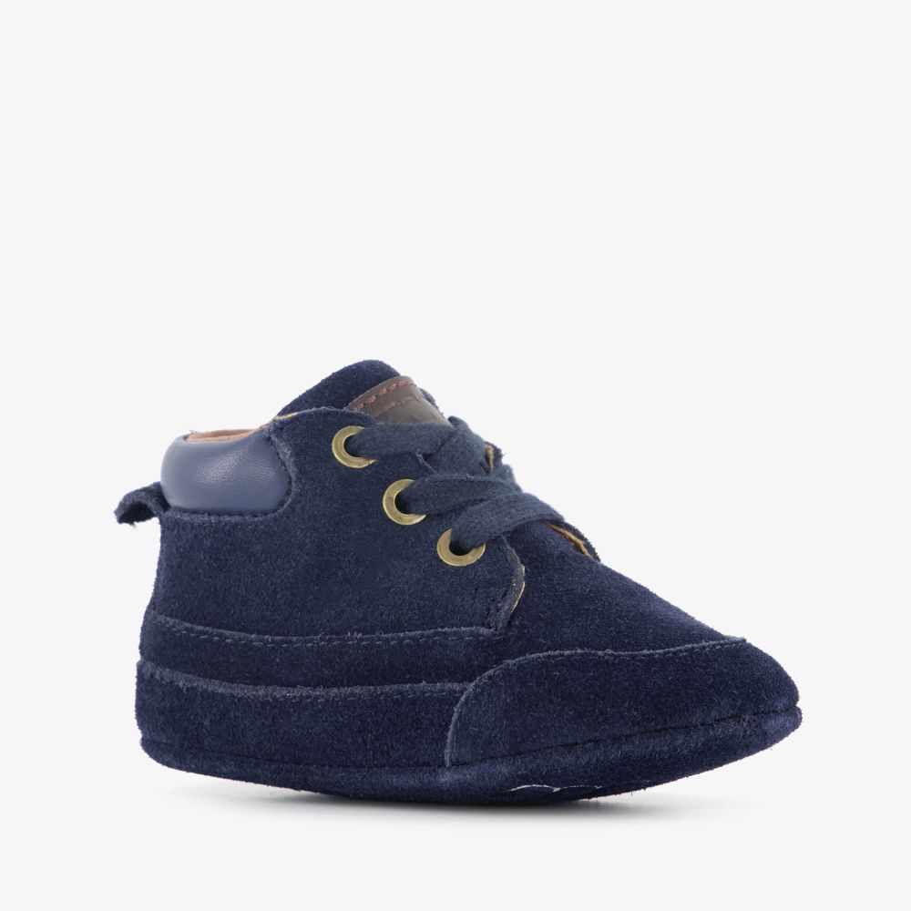 Groot suède babyschoenen blauw