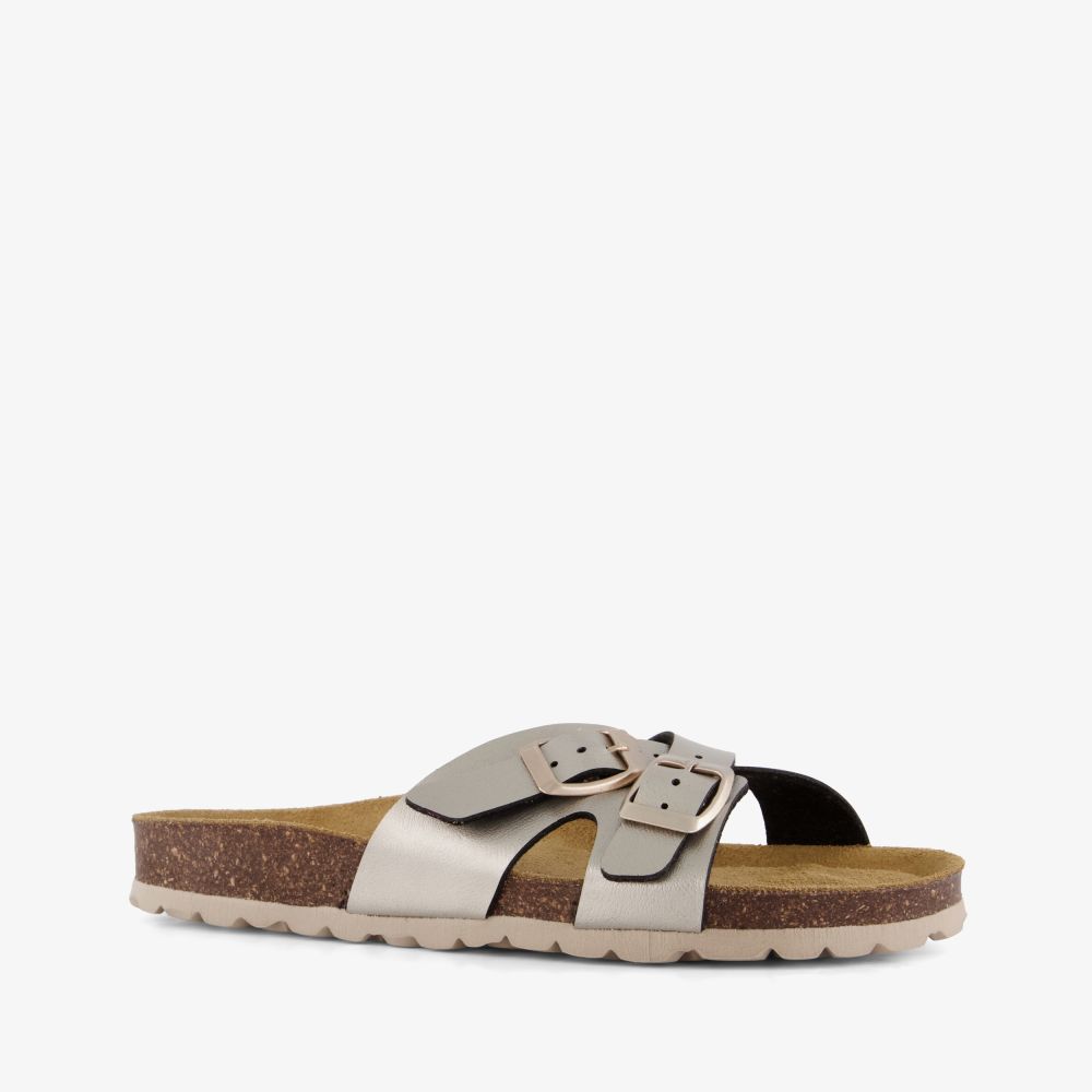 Hush Puppies leren dames bio slippers taupe