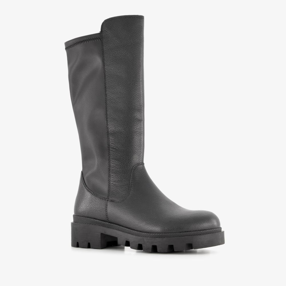 Groot hoge leren meisjes boots zwart