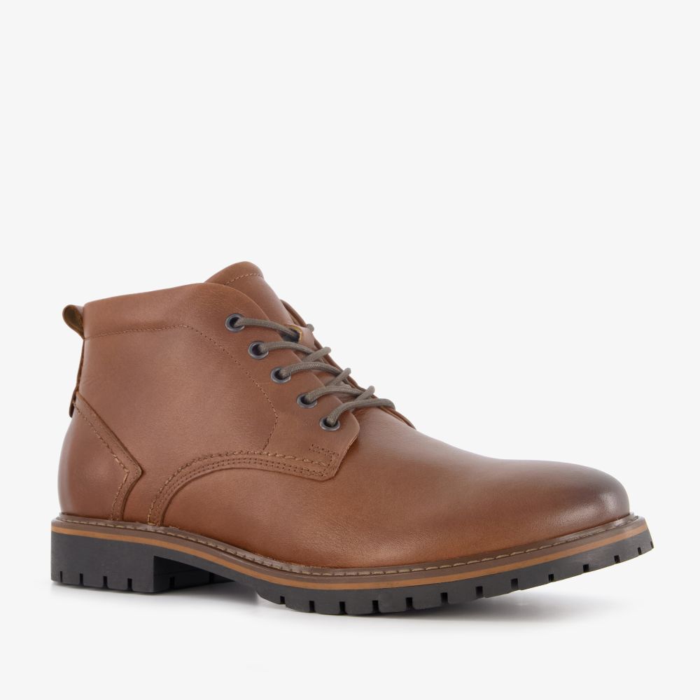Van Beers leren heren veterboots cognac