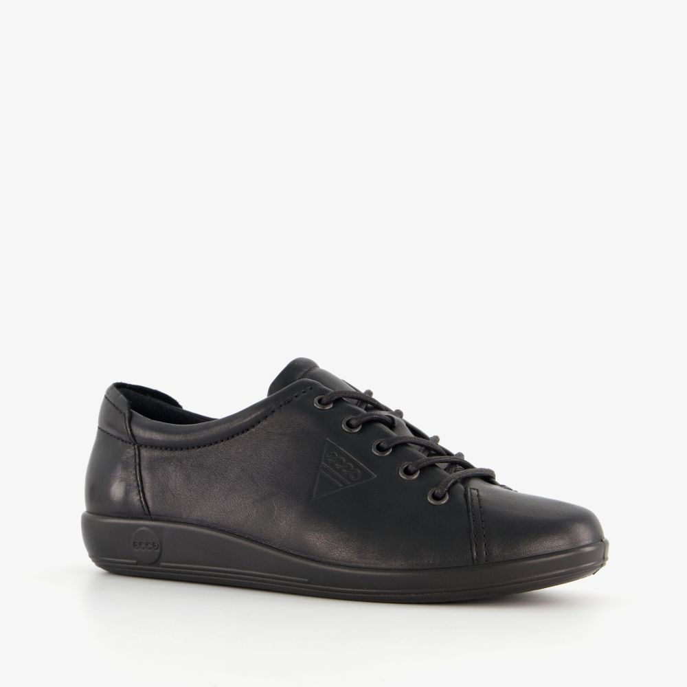 ECCO Soft 2.0 Classic leren dames sneakers zwart