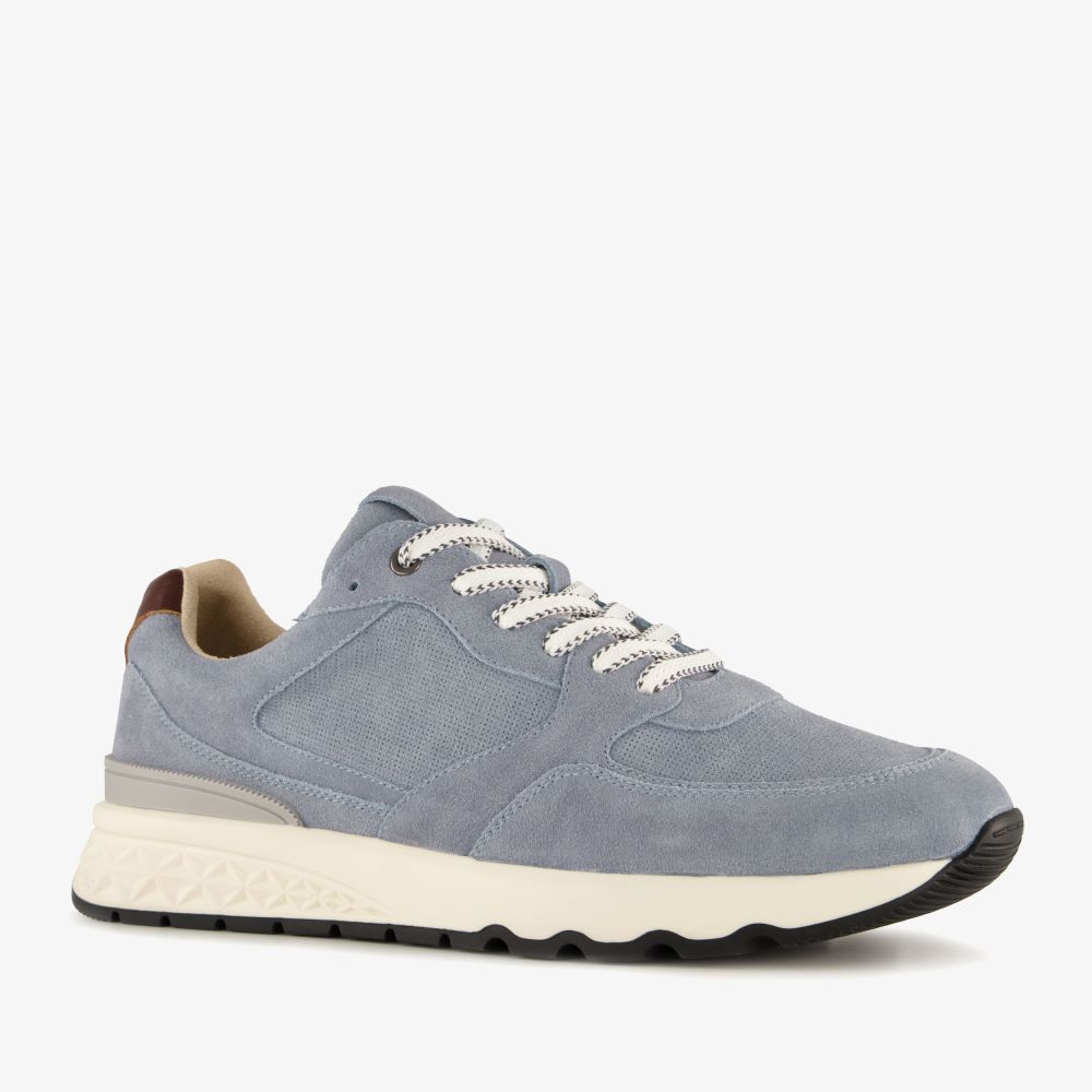 Van Beers suède heren sneakers blauw