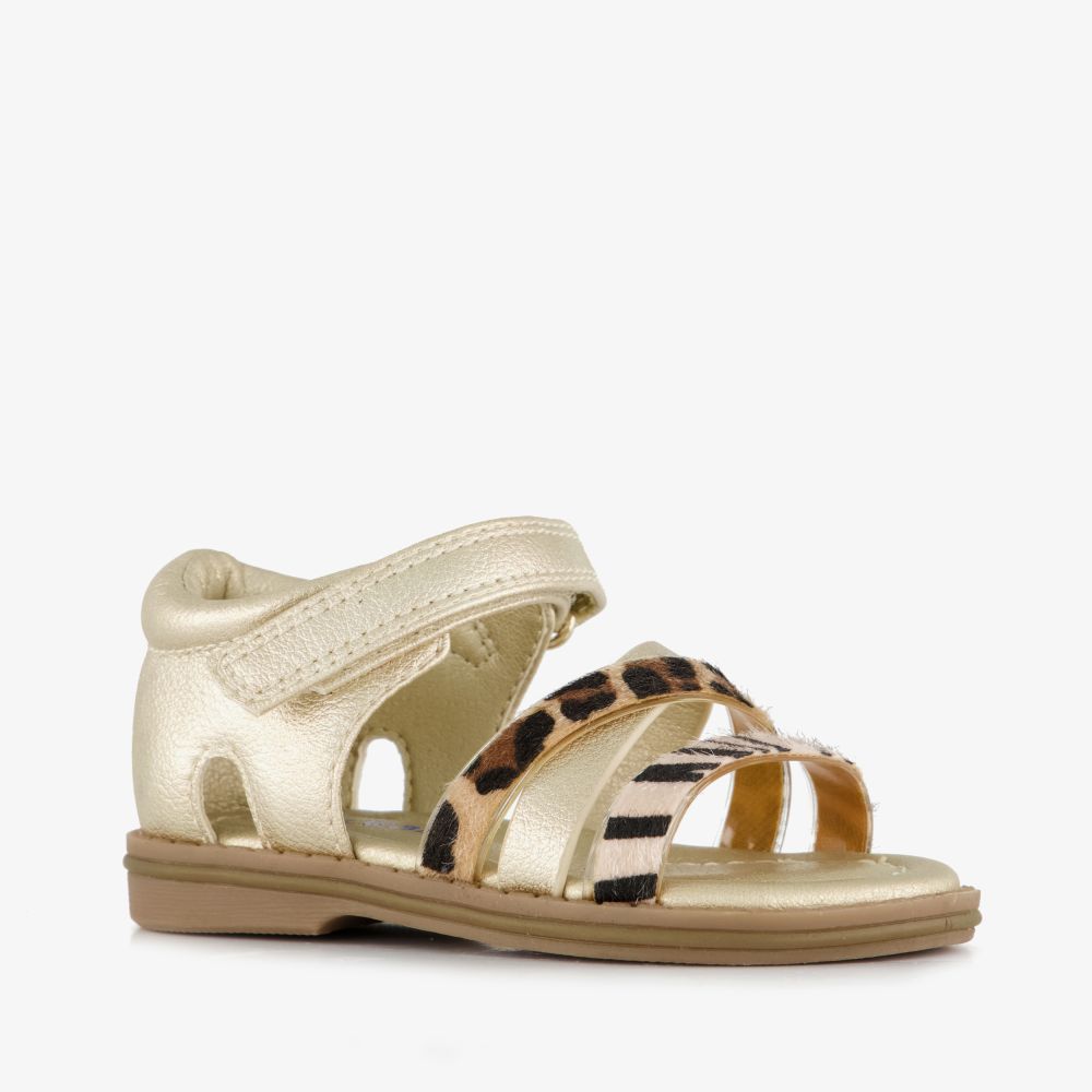 Blue Box meisjes sandalen met dierenprint goud