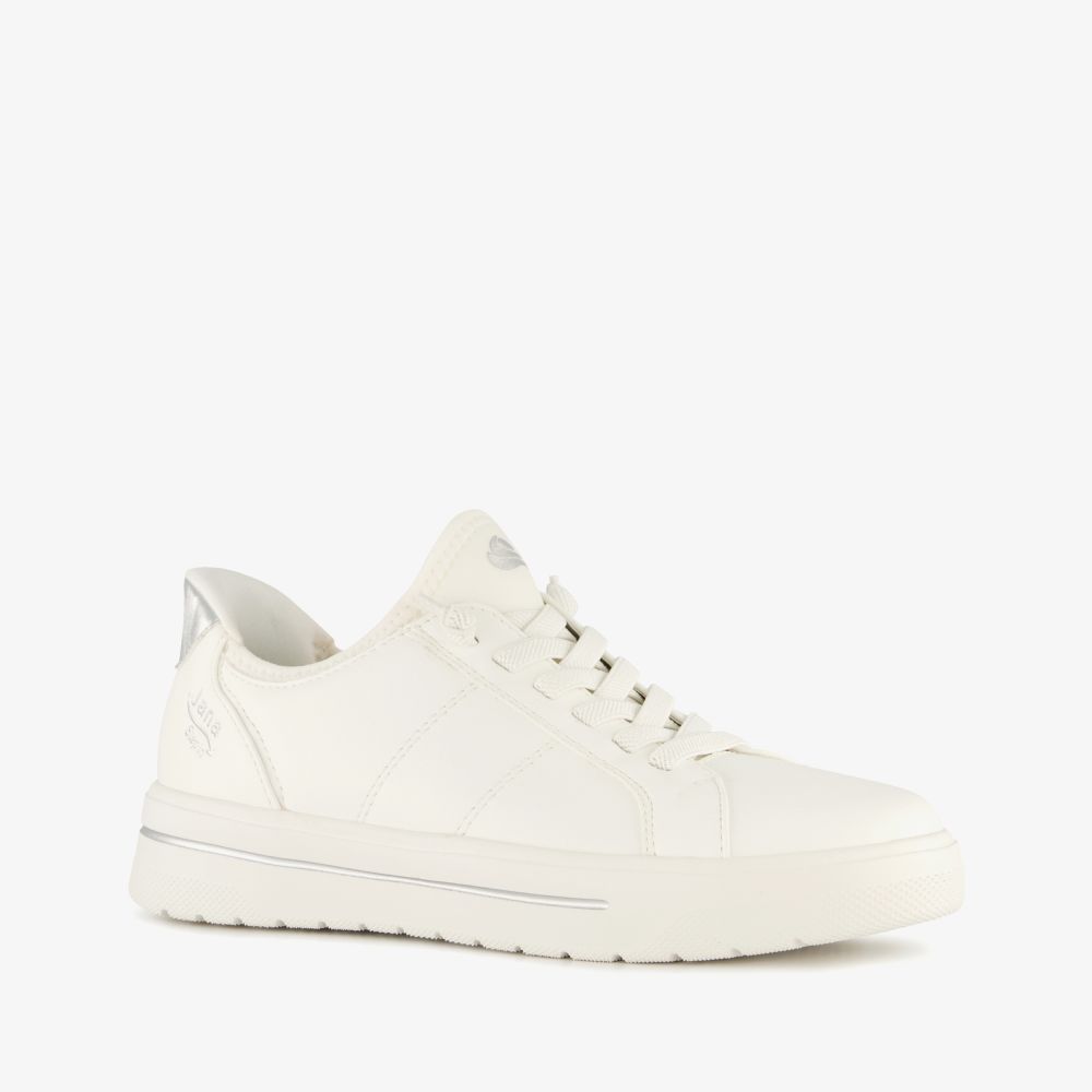 Jana Step In dames sneakers met H leest wit zilver