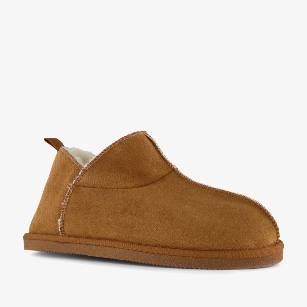 Thu!s gevoerde heren pantoffels cognac bruin