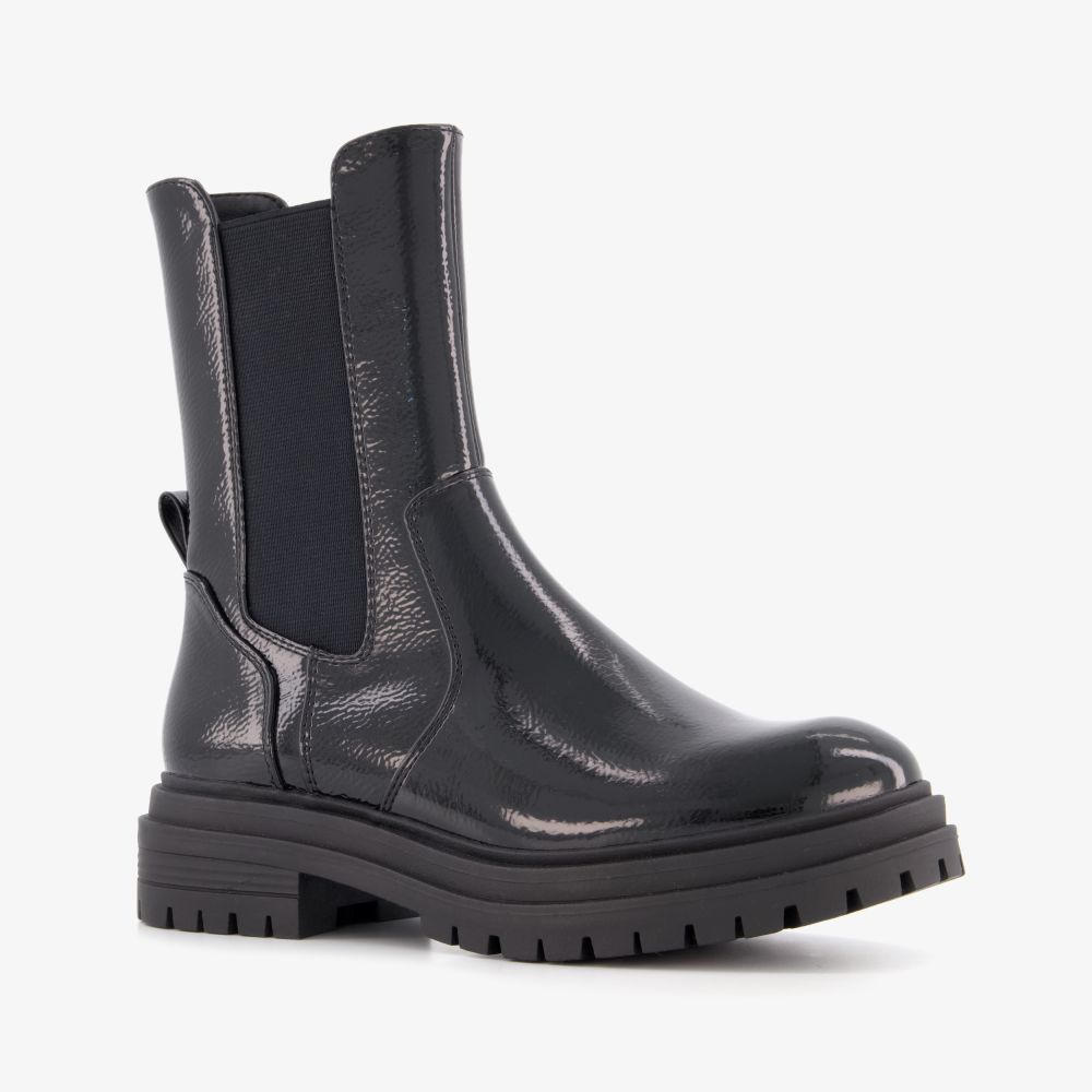Blue Box dames lak Chelsea boots zwart