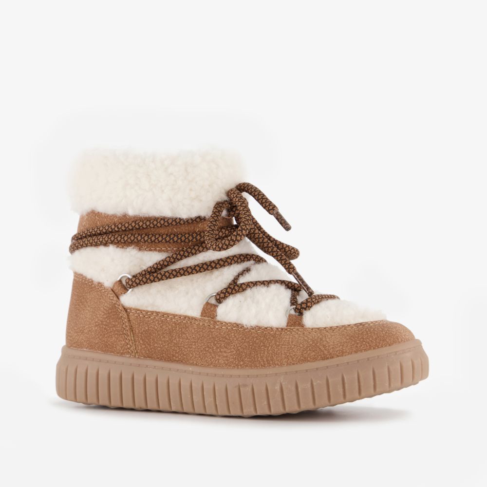 Blue Box gevoerde meisjes teddy veterboots bruin
