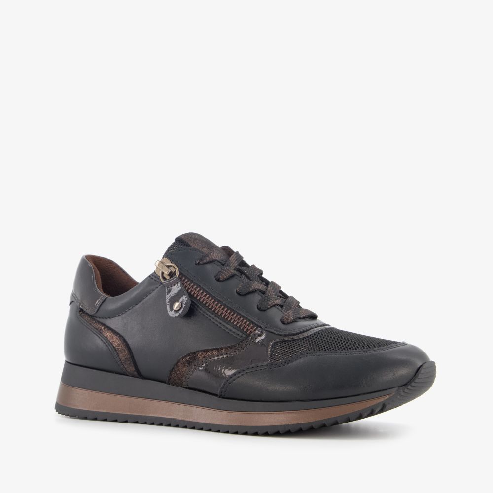 Softline dames sneakers met H leest zwart brons