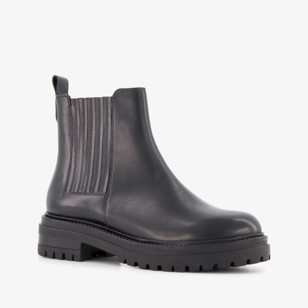 Harper lage leren dames chelsea boots zwart