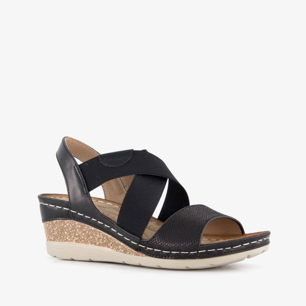 Natuform dames sandalen met sleehak zwart