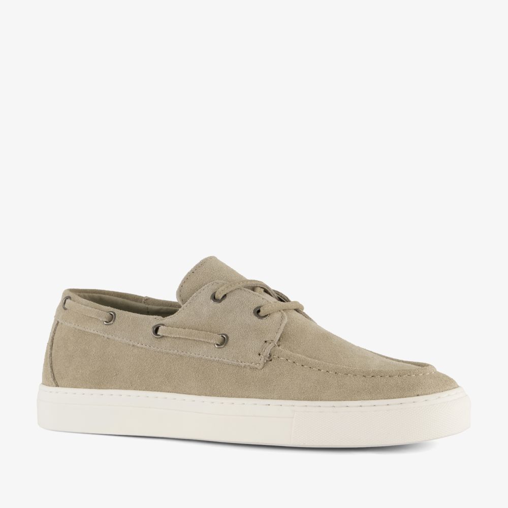 Van Beers Van Beer leren heren bootschoenen beige