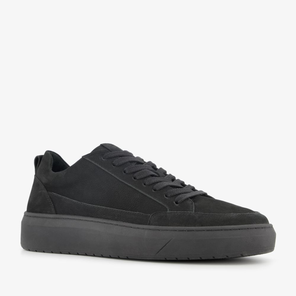 Van Beers leren heren sneakers zwart