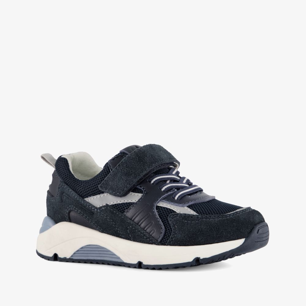 Stap suède jongens sneakers donkerblauw
