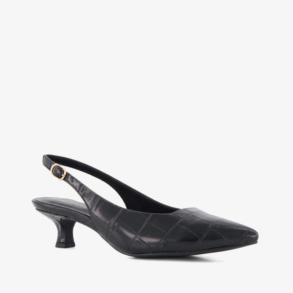 Marco Tozzi dames slingback pumps croco print zwart
