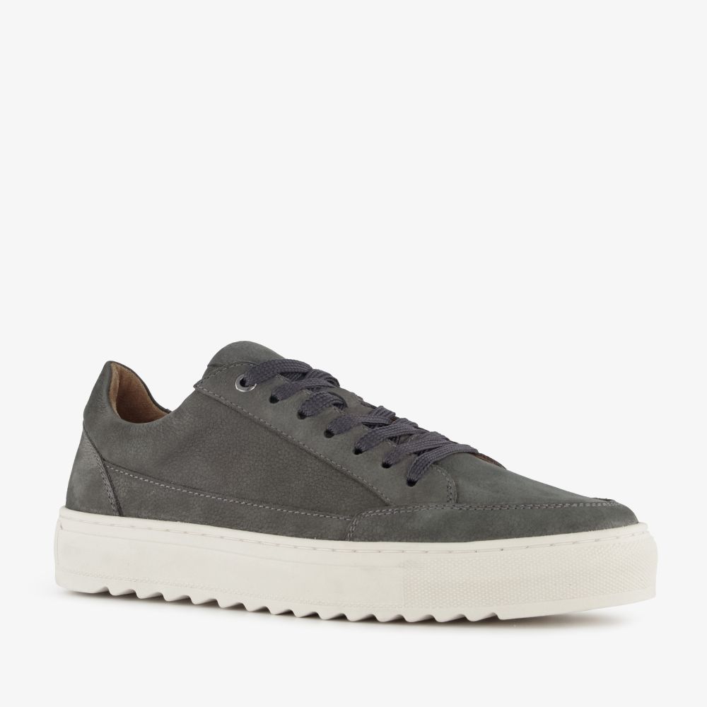 Van Beers leren heren sneakers antraciet