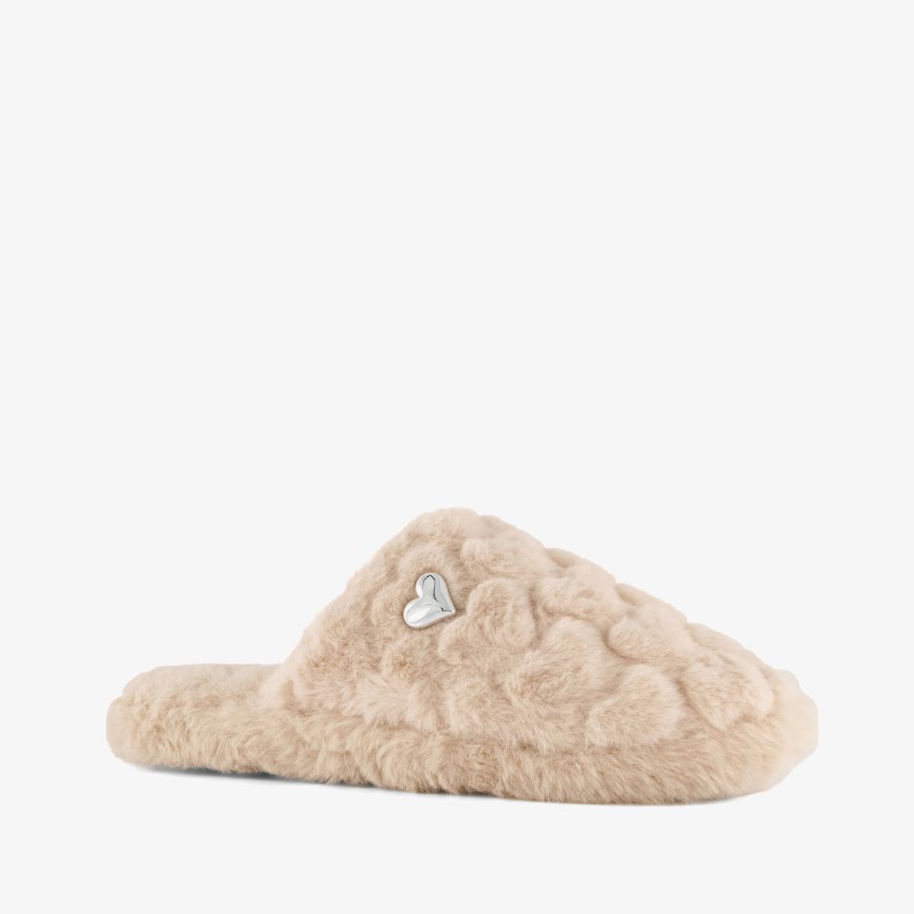 Thu!s dames instap pantoffels met hartje beige