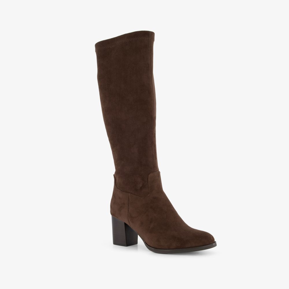 Nova hoge stretchlaarzen met hak bruin