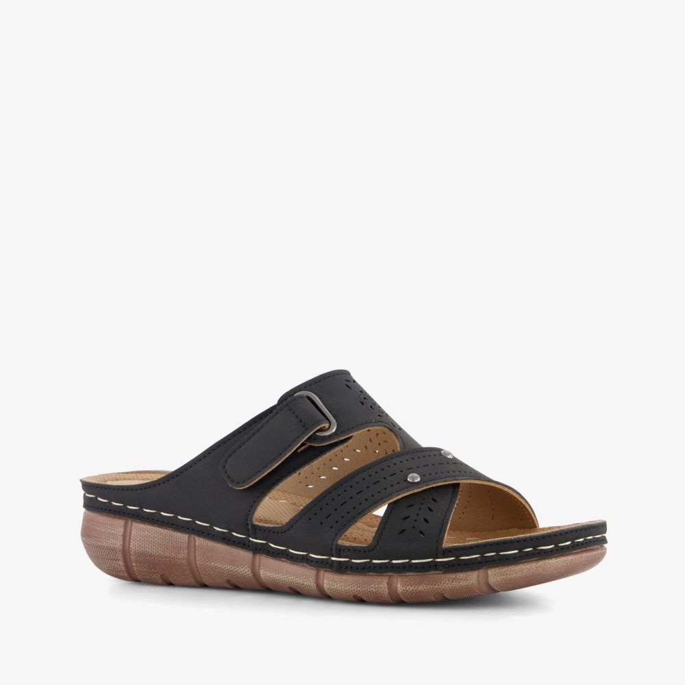 Natuform damaes slippers zwart