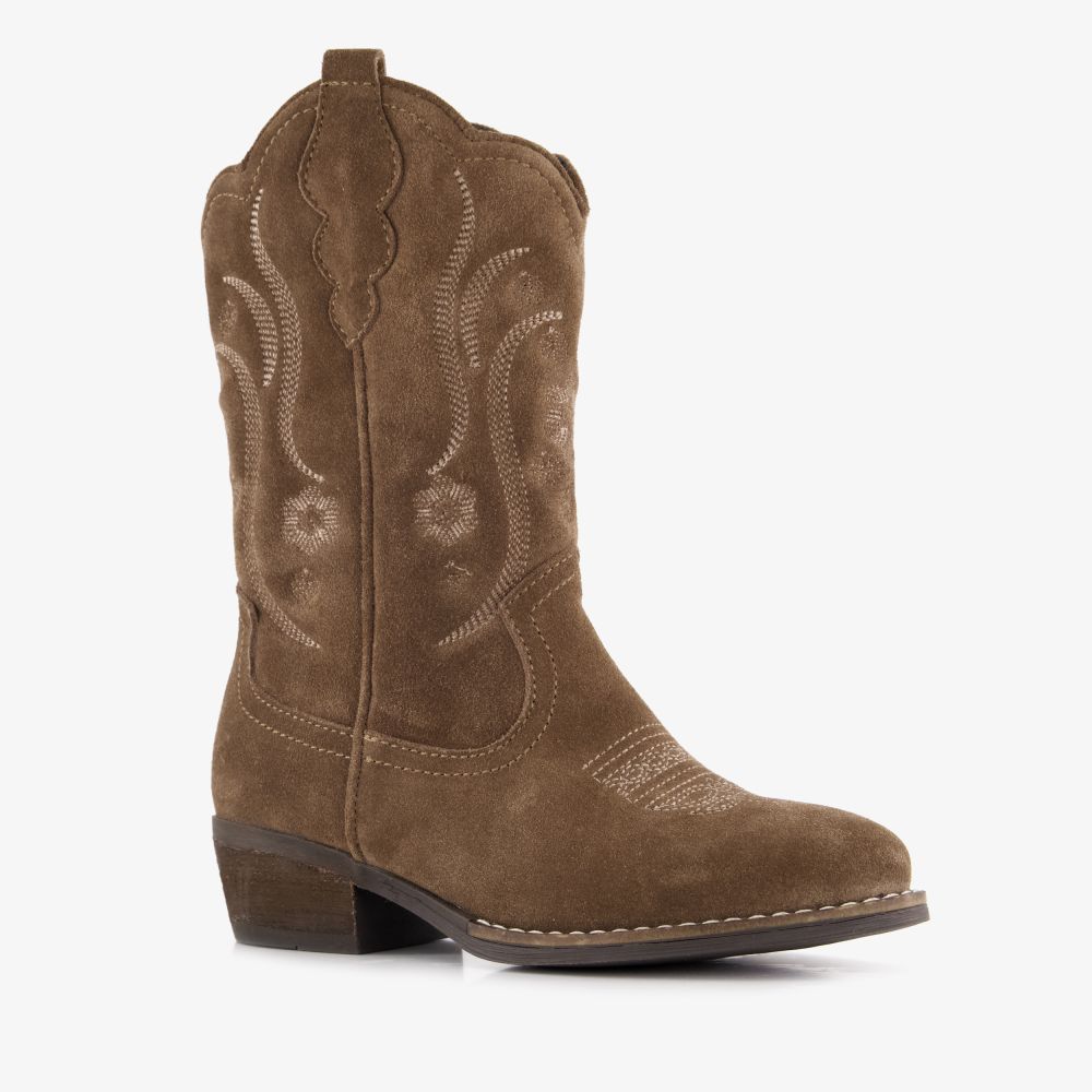 Groot suède meisjes cowboylaarzen bruin