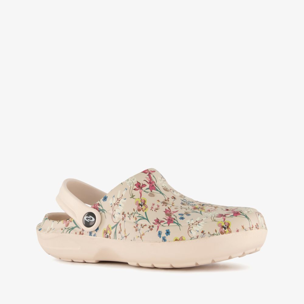 Scapino Dames klompen met bloemenprint beige